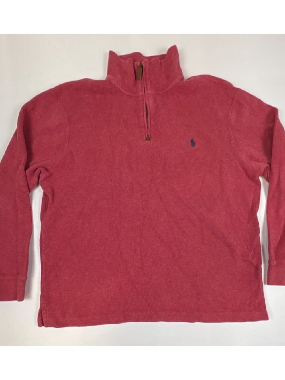 Polo Ralph Lauren Men L D.Pink Quarter Zip Pullover Sweatshirt Pony Logo Casual